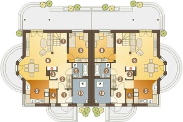 Parter projektu - Puszczyk bez garażu bliźniak [B-BL1]