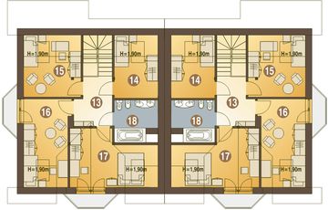 Poddasze projektu - Puszczyk bez garażu bliźniak [B-BL1]