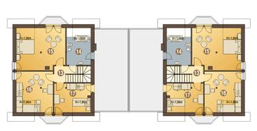 Poddasze projektu - Puszczyk III z garażem 1-st. bliźniak [A-BL1]