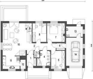 Parter projektu - Julek II z garażem 1-st. [A]