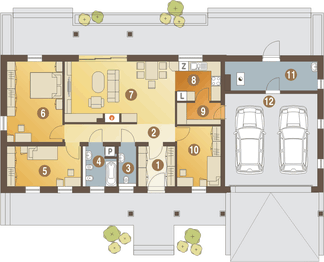 Parter projektu - Trznadel II z garażem 2-st. [A1]