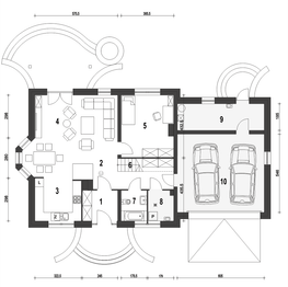 Projekt domu Dla Ciebie 2 w2 z garażem 2-st. [A1] - rzut parteru, dom liczy 4 pokoje, 2 łazienki i wc