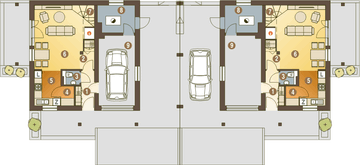 Parter projektu - Turkawka II z garażem i wiatą bliźniak [A1-BL]