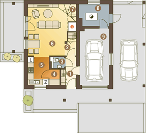 Parter projektu - Turkawka II z garażem i wiatą [A1]