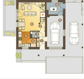 Parter projektu - Turkawka z garażem i wiatą [A1]