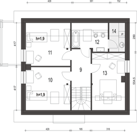 Poddasze projektu - Monika III bez garażu [B1]