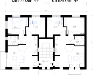 Piętro 1 projektu - La Colina budynek wielorodzinny 4-lokalowy (segment lewy)