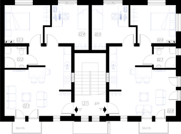Piętro 1 projektu - La Colina budynek wielorodzinny 4-lokalowy (segment prawy)