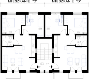 Piętro 1 projektu - La Colina budynek wielorodzinny 4-lokalowy (segment środkowy)