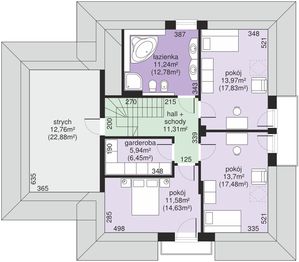 Poddasze projektu - Dom przy Sielskiej 7 N