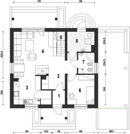 Parter projektu - Gajówka z wiatą [A1]