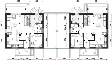 Parter projektu - Gajówka z wiatą bliźniak [A1-BL1]