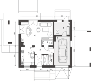 Parter projektu - Monika II z garażem i wiatą [A1]