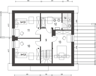 Poddasze projektu - Monika II z garażem i wiatą [A1]