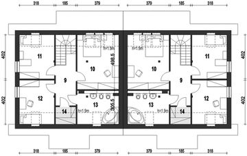 Poddasze projektu - Gajówka bez garażu bliźniak [B-BL2]