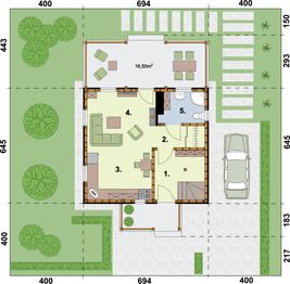 Parter projektu - Orlean 4 szkielet drewniany dom letniskowy z poddaszem użytkowym