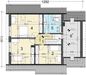 Poddasze projektu - Jaskółka 1 z garażem