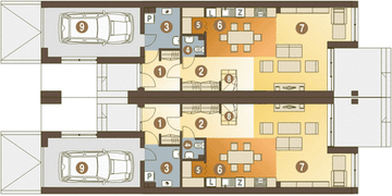 Parter projektu - Long II z garażem 1-st. bliźniak [A-BL2]