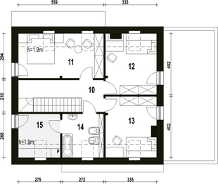 Poddasze projektu - Sosnówka z garażem 1-st. [A]