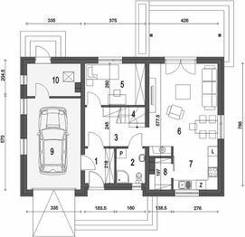 Parter projektu - Westa z garażem 1-st. [A]