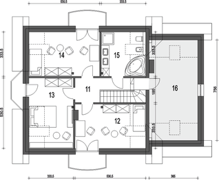 Poddasze projektu - Dom Dla Ciebie 4 z garażem 1-st. [A]