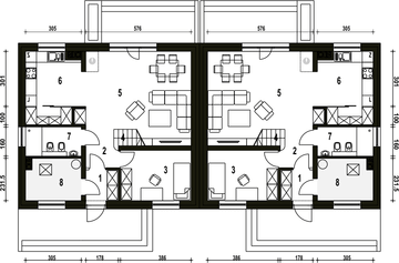 Parter projektu - Sosnówka bez garażu bliźniak [B-BL2]