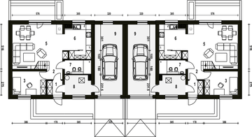 Parter projektu - Sosnówka z garażem 1-st. bliźniak [A-BL1]