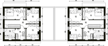 Poddasze projektu - Sosnówka z garażem 1-st. bliźniak [A-BL1]