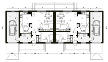 Parter projektu - Sosnówka z garażem 1-st. bliźniak [A-BL2]