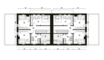 Poddasze projektu - Sosnówka z garażem 1-st. bliźniak [A-BL2]