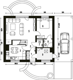 Parter projektu - Sosnówka II z wiatą [A1]