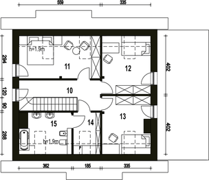 Poddasze projektu - Sosnówka II z wiatą [A1]