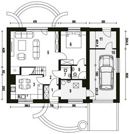 Parter projektu - Sosnówka II z garażem 1-st. [A]