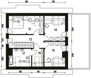 Poddasze projektu - Sosnówka II z garażem 1-st. [A]