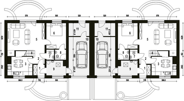 Parter projektu - Sosnówka II z garażem 1-st. bliźniak [A-BL1]