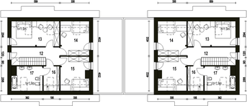 Poddasze projektu - Sosnówka II z garażem 1-st. bliźniak [A-BL1]