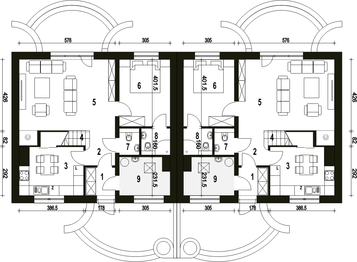 Parter projektu - Sosnówka II bez garażu bliźniak [B-BL1]