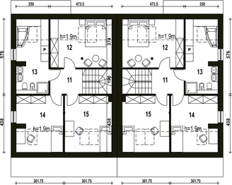 Poddasze projektu - Mazurek z garażem 1-st. bliźniak [A-BL1]