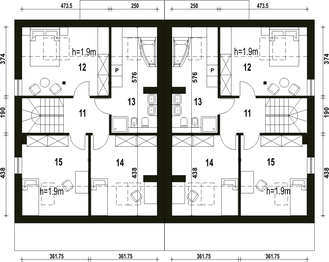 Poddasze projektu - Mazurek z garażem 1-st. bliźniak [A-BL2]