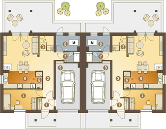 Parter projektu - Jarząbek III z garażem 1-st. bliźniak [A1-BL1]
