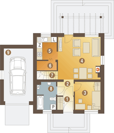 Parter projektu - Koliber z garażem 1-st. [A]