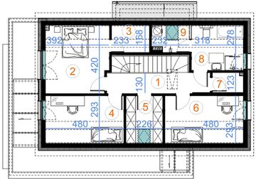 Poddasze projektu - Z pergolą 01A