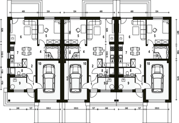 Parter projektu - Mazurek z garażem 1-st. szeregówka [A-SZ]