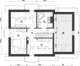 Poddasze projektu - Dom Dla Ciebie 5 z garażem 1-st. [A]