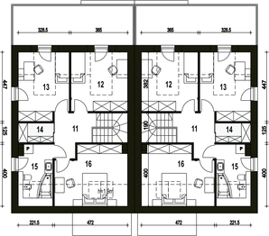 Poddasze projektu - Makolągwa z garażem 1-st. bliźniak [A-BL1]