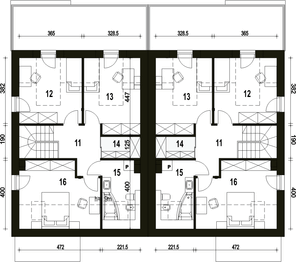 Poddasze projektu - Makolągwa z garażem 1-st. bliźniak [A-BL2]