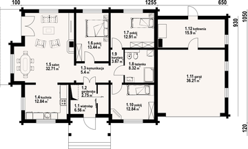 Parter projektu - Dębina z garażem 13