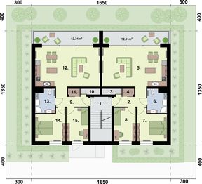 Piętro 1 projektu - San vito - budynek wielorodzinny