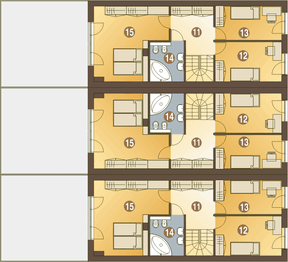 Piętro 1 projektu - Long z garażem 1-st. szeregówka [A-SZ]