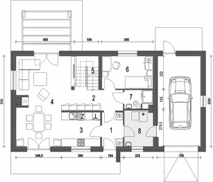 Parter projektu - Eco 5 z garażem 1-st. [A]